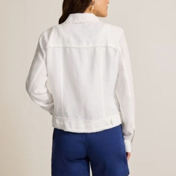 Tommy Bahama Two Palms Linen Jacket White Raw Edge Summer Coastal Timeless Small - Picture 3 of 16